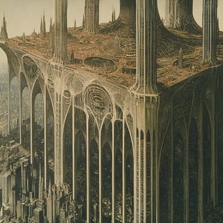 Chromabazaar style, Midjourney V6.1: megacity with futuristic bioarchitecture