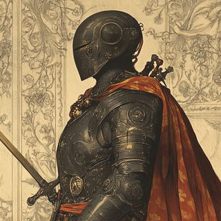 Chromabazaar style, Midjourney V6.1: concept art character design of retropunk steam knight