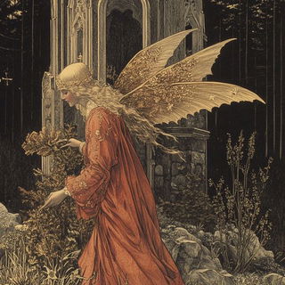 Chromabazaar style, Midjourney V6.1: retro fairy-tale illustration