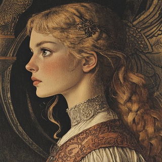 Chromabazaar style, Midjourney V6.1: photographic portrait of female protagonist