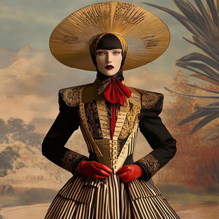 Crimsonclast style, Midjourney V6.1: haute-couture fashion outfit