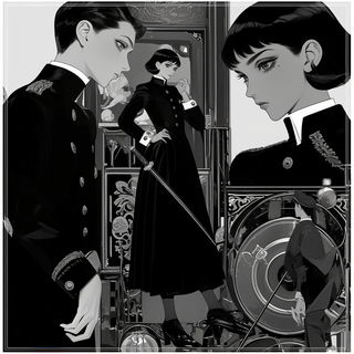 Crimsonclast style, Midjourney V6.1: black-and-white manga comic strip
