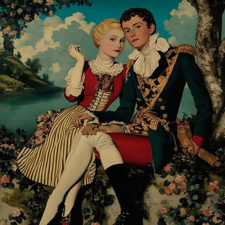 Crimsonclast style, Midjourney V6.1: classical 18th-century oil painting