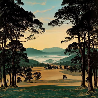 Crimsonclast style, Midjourney V6.1: realistic landscape photograph of quiet dawn