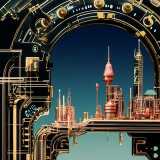 Crimsonclast style, Midjourney V6.1: technical infrastructure blueprint schematics
