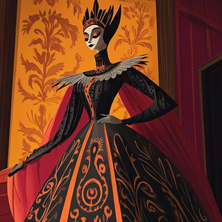 Bowtie Coloratura style, Midjourney V6.1: haute-couture fashion outfit