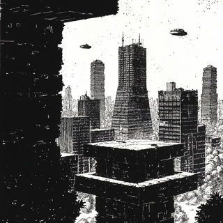 Floating Shibori style, Midjourney V6.1: megacity with futuristic bioarchitecture