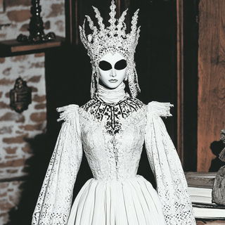 Floating Shibori style, Midjourney V6.1: haute-couture fashion outfit