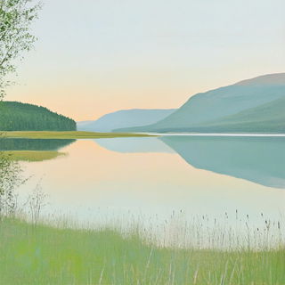 Balconographica style, Midjourney V6.1: realistic landscape photograph of quiet dawn