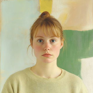 Balconographica style, Midjourney V6.1: photographic portrait of female protagonist