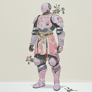 Layerquake style, Midjourney V6.1: concept art character design of retropunk steam knight