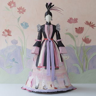 Layerquake style, Midjourney V6.1: haute-couture fashion outfit