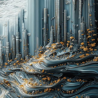 Aurorafrost style, Midjourney V6.1: megacity with futuristic bioarchitecture