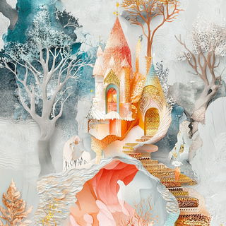 Sprayborne Templeplates style, Midjourney V6.1: retro fairy-tale illustration