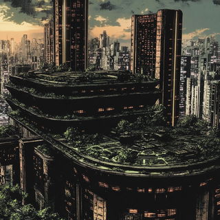 Pinkblack Cyberbaroque style, Midjourney V6.1: megacity with futuristic bioarchitecture