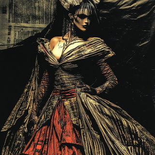 Pinkblack Cyberbaroque style, Midjourney V6.1: haute-couture fashion outfit