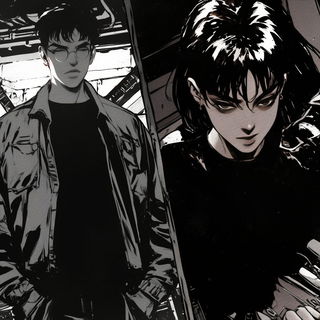 Pinkblack Cyberbaroque style, Midjourney V6.1: black-and-white manga comic strip