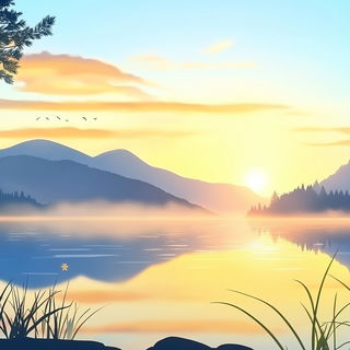 Prismfall style, Midjourney V6.1: realistic landscape photograph of quiet dawn