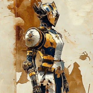 Lithocumulus style, Midjourney V6.1: concept art character design of retropunk steam knight