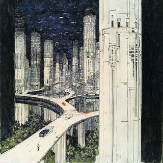 Odonatacolor style, Midjourney V6.1: megacity with futuristic bioarchitecture