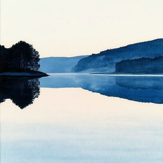 Odonatacolor style, Midjourney V6.1: realistic landscape photograph of quiet dawn
