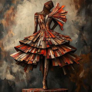 Catastrophlantern style, Midjourney V6.1: haute-couture fashion outfit