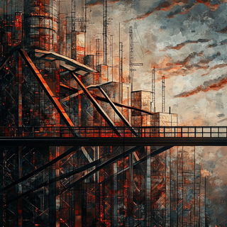 Catastrophlantern style, Midjourney V6.1: technical infrastructure blueprint schematics