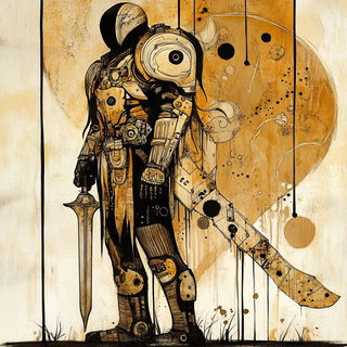 Embercut Maquette style, Midjourney V6.1: concept art character design of retropunk steam knight