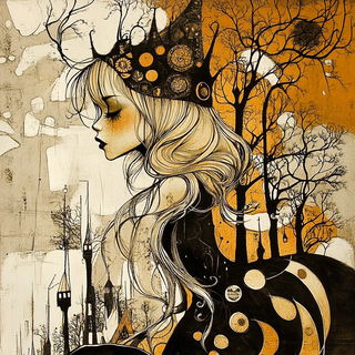 Embercut Maquette style, Midjourney V6.1: retro fairy-tale illustration