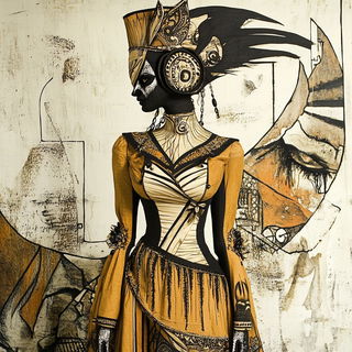 Embercut Maquette style, Midjourney V6.1: haute-couture fashion outfit