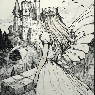 Ammonite Line Choir style, Midjourney V6.1: retro fairy-tale illustration