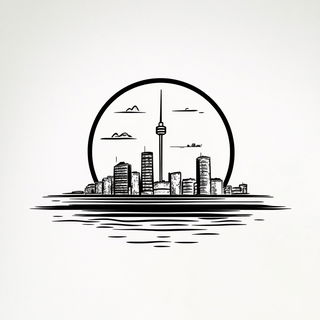 Ammonite Line Choir style, Midjourney V6.1: bold minimalist logo design for Istanbul city municipal services
