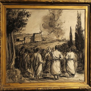Ammonite Line Choir style, Midjourney V6.1: classical 18th-century oil painting