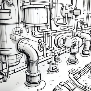 Ammonite Line Choir style, Midjourney V6.1: technical infrastructure blueprint schematics