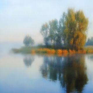 Ribbonsurge style, Midjourney V6.1: realistic landscape photograph of quiet dawn