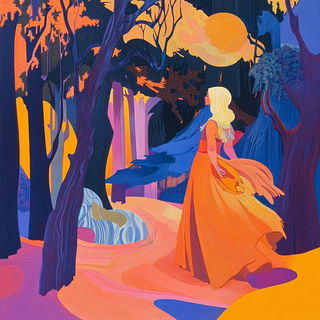 Giltless Wayfinding style, Midjourney V6.1: retro fairy-tale illustration
