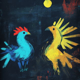 Bluepink Marblestory style, Midjourney V6.1: traditional folk art