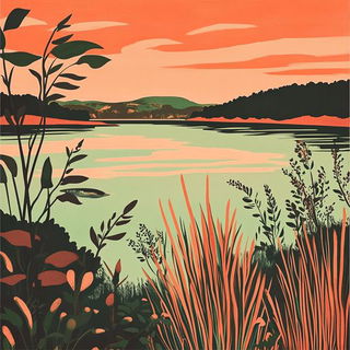 Broshure style, Midjourney V6.1: realistic landscape photograph of quiet dawn