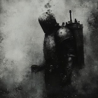 Mythopulp style, Midjourney V6.1: concept art character design of retropunk steam knight
