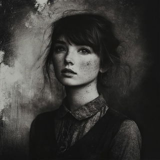 Mythopulp style, Midjourney V6.1: photographic portrait of female protagonist