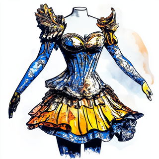 Anthraquinone Rosette style, Midjourney V6.1: haute-couture fashion outfit