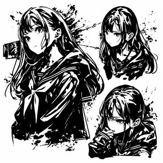 Anthraquinone Rosette style, Midjourney V6.1: black-and-white manga comic strip