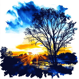 Anthraquinone Rosette style, Midjourney V6.1: realistic landscape photograph of quiet dawn