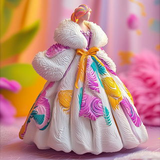 Orangeplate Perspektivism style, Midjourney V6.1: haute-couture fashion outfit