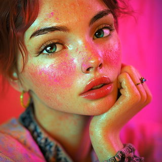 Orangeplate Perspektivism style, Midjourney V6.1: photographic portrait of female protagonist