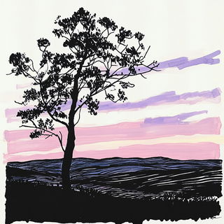 Inkbone Expanse style, Midjourney V6.1: realistic landscape photograph of quiet dawn