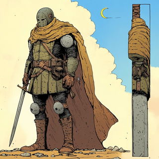 Carbon Paper Islands style, Midjourney V6.1: concept art character design of retropunk steam knight
