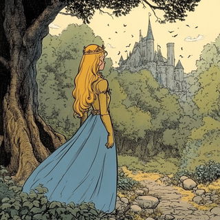 Carbon Paper Islands style, Midjourney V6.1: retro fairy-tale illustration