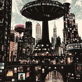Brickwyrd style, Midjourney V6.1: megacity with futuristic bioarchitecture