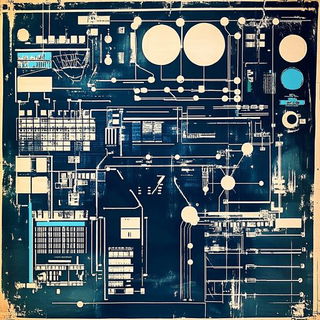 Brickwyrd style, Midjourney V6.1: technical infrastructure blueprint schematics